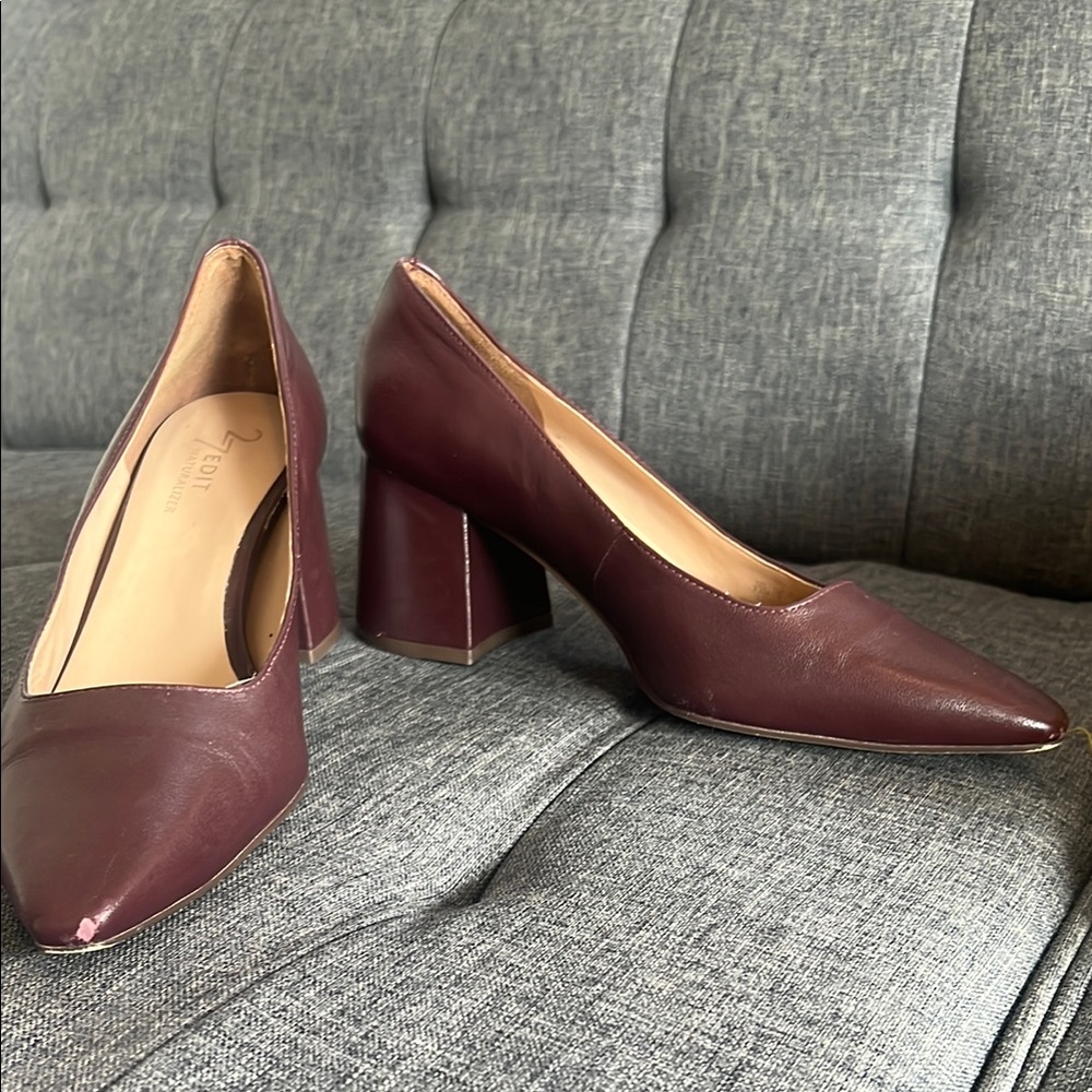 27 edit Naturalizer Brown Heels with Pointed Toe and Block Heel